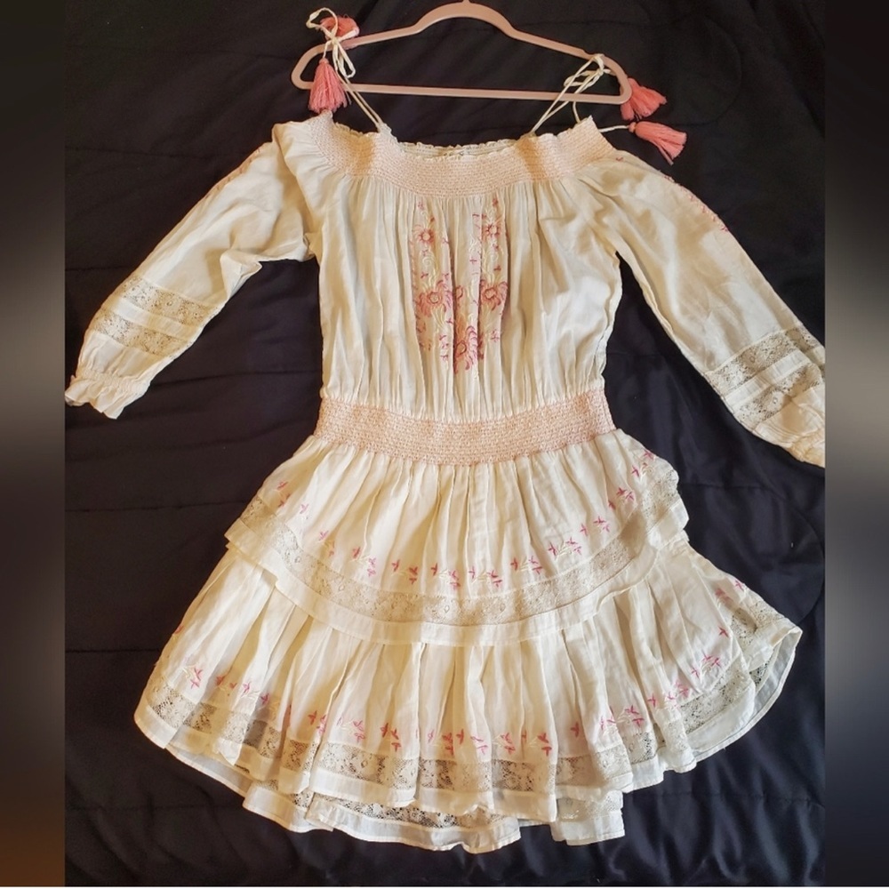 LoveShackFancy Resort collection off-shoulder mini dress - Picture 8 of 12